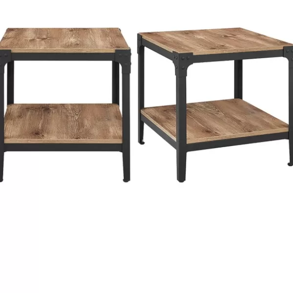 Nightstands-Kirkland's Home Barnwood Angle Iron Accent Tables, Set Of 2 Brown