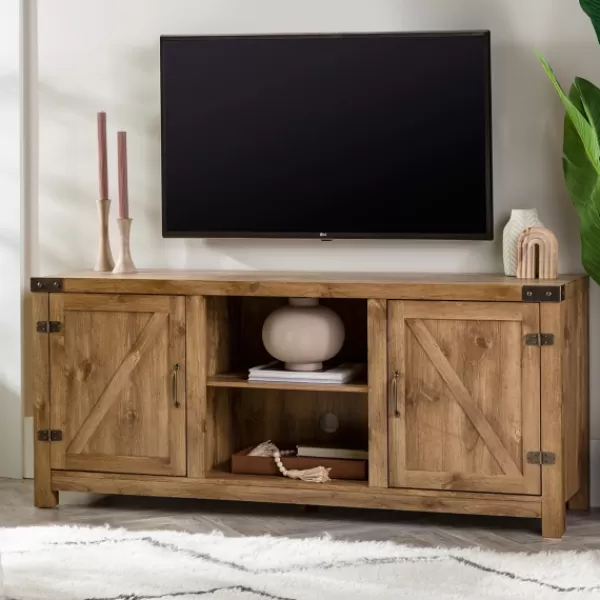 Tv Stands & Media Consoles-Kirkland's Home Barnwood Barn Doors Tv Stand Brown