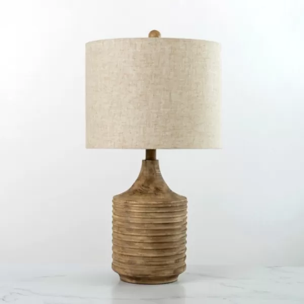 Table Lamps-Kirkland's Home Barrett Ribbed Wood Table Lamp Tan