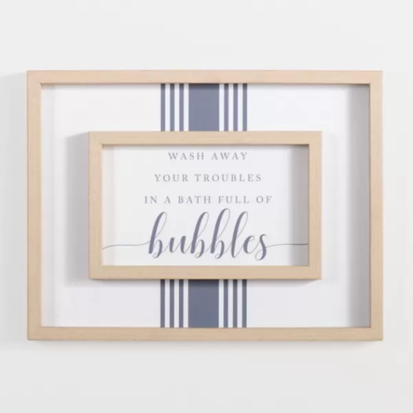 Wall Quotes & Signs-Kirkland's Home Bath Full Of Bubbles Wall Plaque White/Blue/Tan