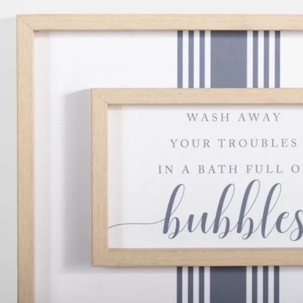 Wall Quotes & Signs-Kirkland's Home Bath Full Of Bubbles Wall Plaque White/Blue/Tan