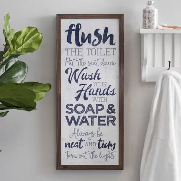 Wall Quotes & Signs-Kirkland's Home Bathroom Rules Typography Wall Plaque White