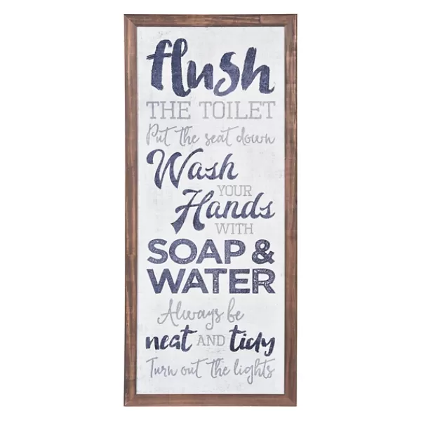 Wall Quotes & Signs-Kirkland's Home Bathroom Rules Typography Wall Plaque White