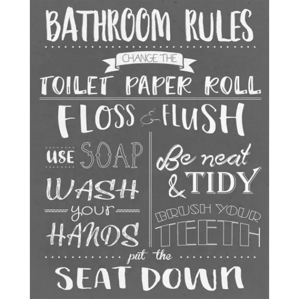 Wall Quotes & Signs-Kirkland's Home Bathroom Rules Wrapped Canvas Art Print Gray