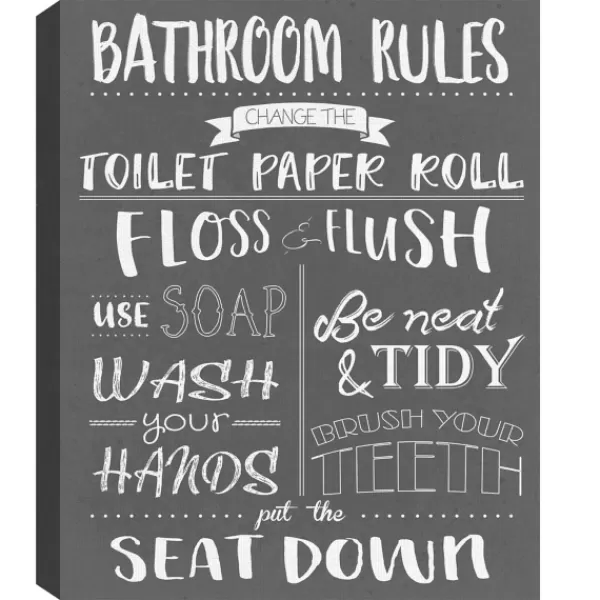 Wall Quotes & Signs-Kirkland's Home Bathroom Rules Wrapped Canvas Art Print Gray