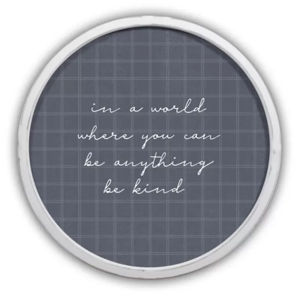 Wall Quotes & Signs-Kirkland's Home Be Kind Windowpane Round Framed Plaque White