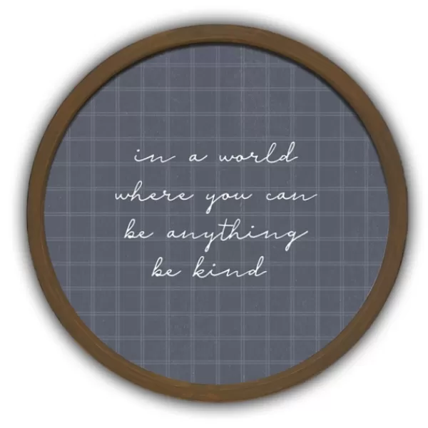 Wall Quotes & Signs-Kirkland's Home Be Kind Windowpane Round Framed Plaque Brown