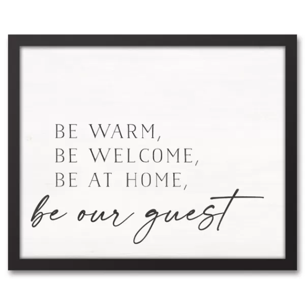 Wall Quotes & Signs-Kirkland's Home Be Warm Be Welcome Framed Canvas Art Print Ivory/Black