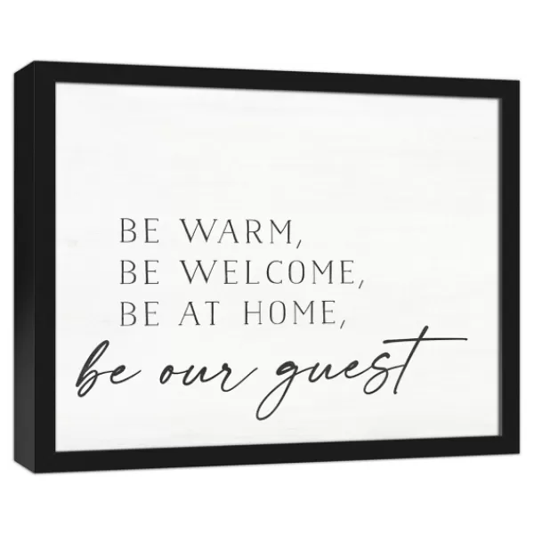 Wall Quotes & Signs-Kirkland's Home Be Warm Be Welcome Framed Canvas Art Print Ivory/Black