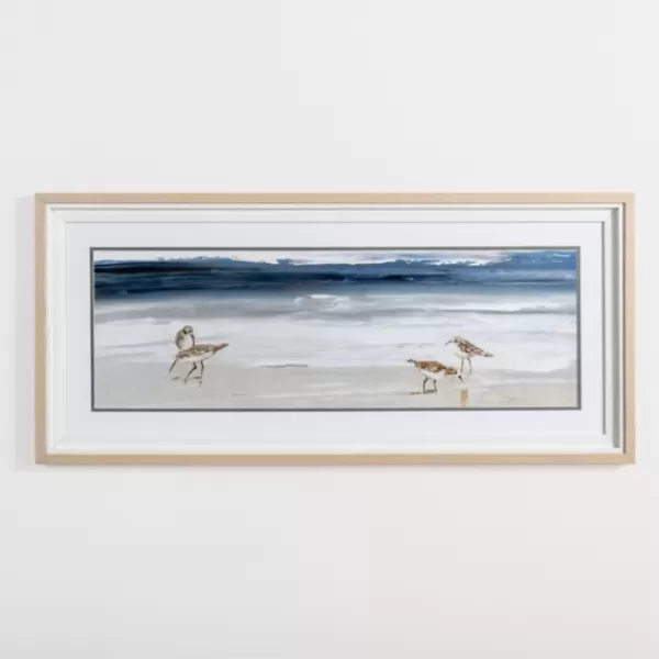 Framed Art-Kirkland's Home Beach Morning With Birds Framed Art Print Blue/Gray