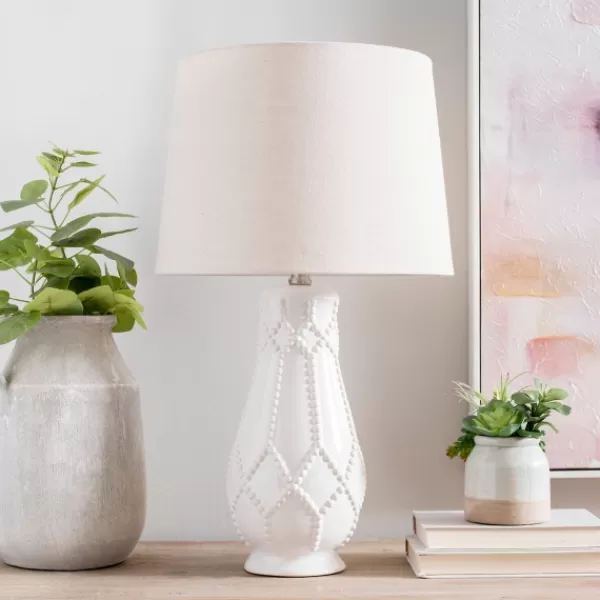 Table Lamps-Kirkland's Home Beaded Ceramic Table Lamp White