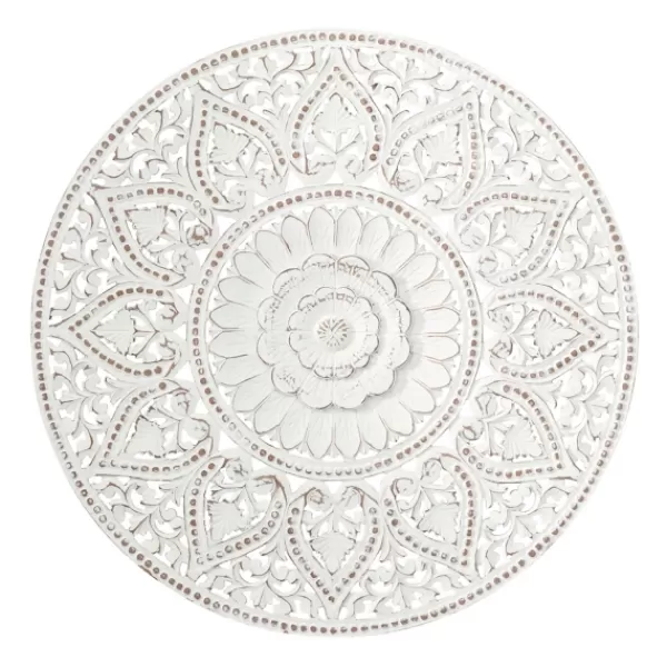 Wall Plaques-Kirkland's Home Beaded Floral Medallion Wall Plaque White