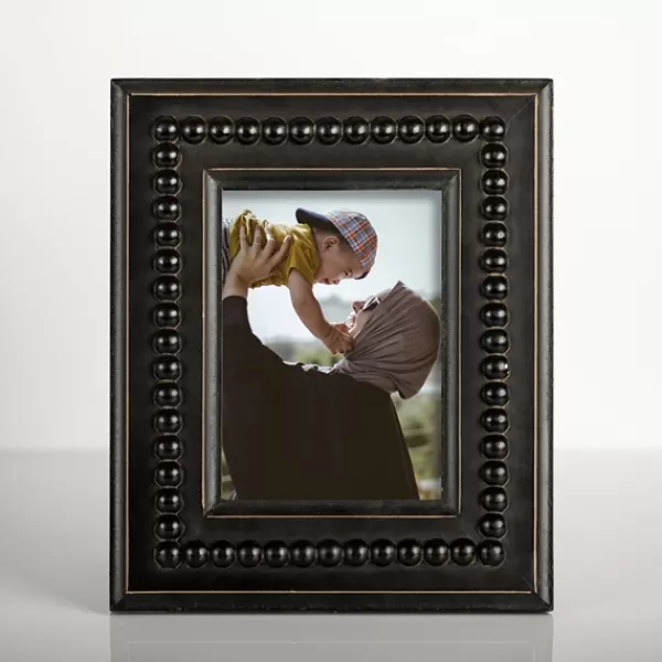 Picture Frames-Kirkland's Home Beaded Wood Picture Frame, 5X7 Black