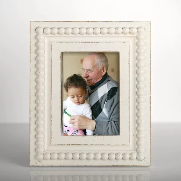 Picture Frames-Kirkland's Home Beaded Wood Picture Frame, 5X7 White