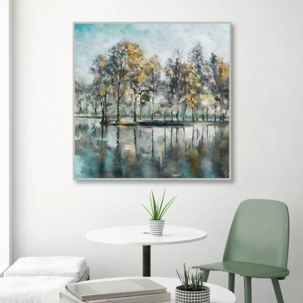 Framed Art-Kirkland's Home Beckoning Tree Grove Framed Canvas Art White/Gray/Yellow