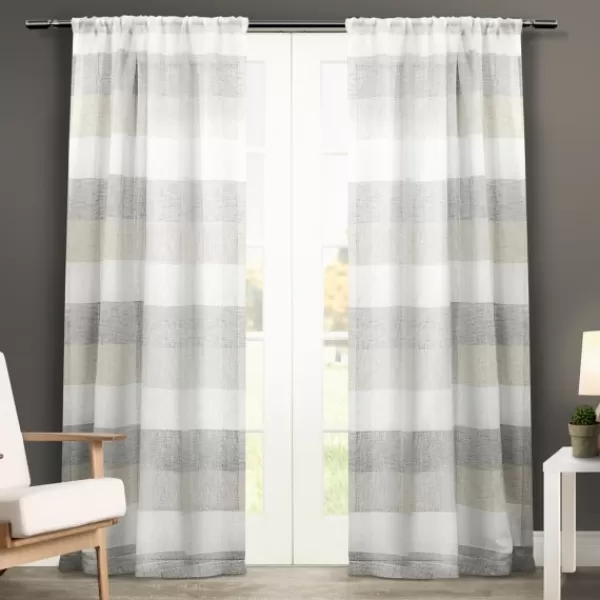 Curtains & Drapes-Kirkland's Home Becky Curtain Panel Set, 96 In. Gray