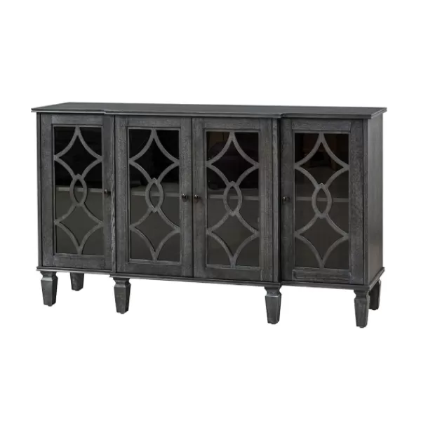 Cabinets & Sideboards-Kirkland's Home Becky Wood 4-Door Sideboard Gray