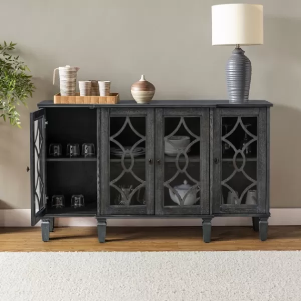 Cabinets & Sideboards-Kirkland's Home Becky Wood 4-Door Sideboard Gray