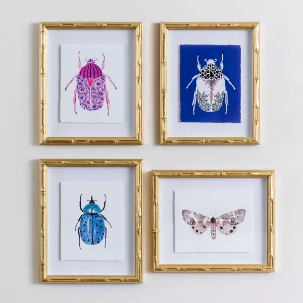 Framed Art-Kirkland's Home Beetles & Butterflies Framed Art Prints, Set Of 4 Pink/Blue/White