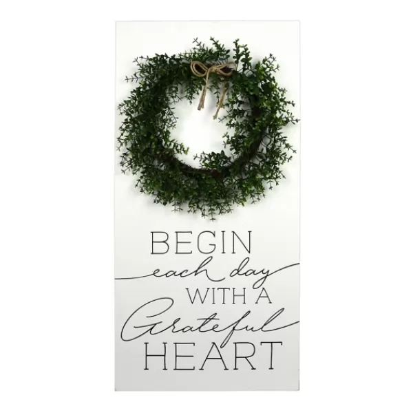 Wall Quotes & Signs-Kirkland's Home Begin Each Day Wreath Wall Plaque White