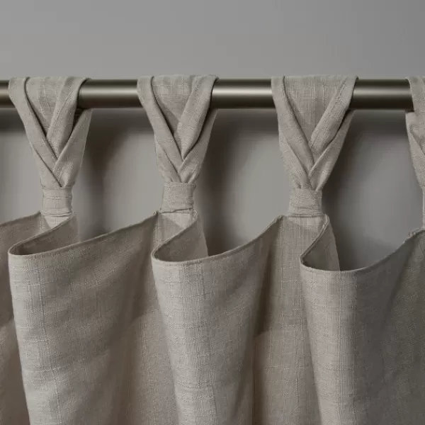 Curtains & Drapes-Kirkland's Home Beige Braided Top Loha Curtain Panel Set, 84 In. Tan