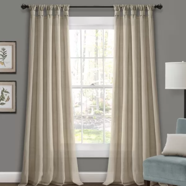 Curtains & Drapes-Kirkland's Home Beige Burlap Knotted Curtain Panel Set, 108 In. Tan