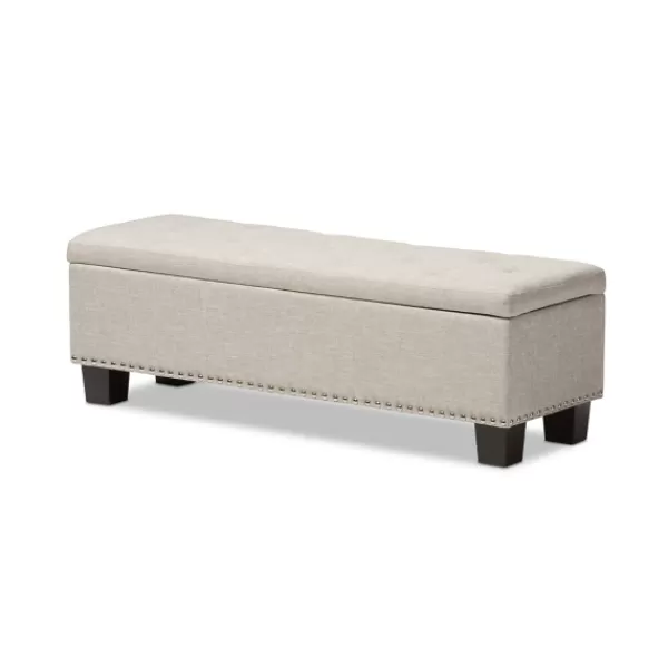 Benches & Ottomans-Kirkland's Home Beige Button-Tufted Upholstered Storage Bench Tan