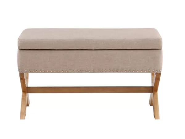 Benches & Ottomans-Kirkland's Home Beige Crossed Storage Ottoman Tan