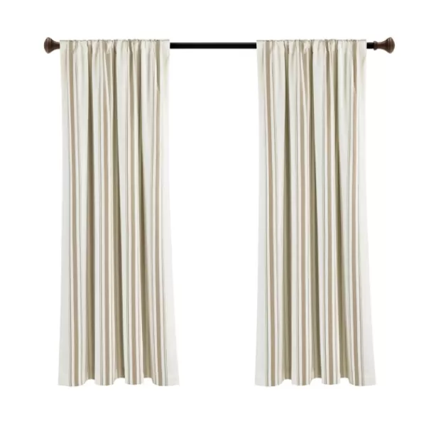 Curtains & Drapes-Kirkland's Home Beige Farmhouse Stripe Curtain Panels, Set Of 2 White/Tan