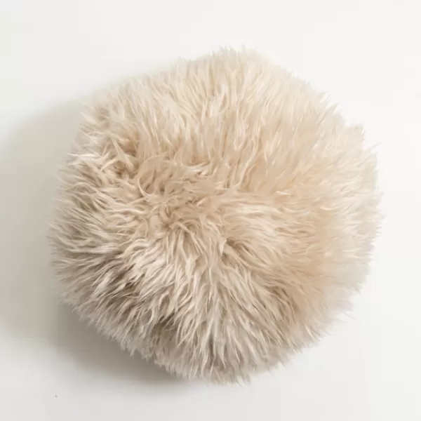 Pillows-Kirkland's Home Beige Faux Fur Sphere Pillow Tan