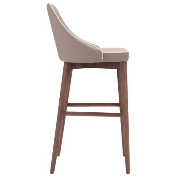 Bar Stools & Counter Height Stools-Kirkland's Home Beige Faux Leather And White Trim Bar Stool Tan