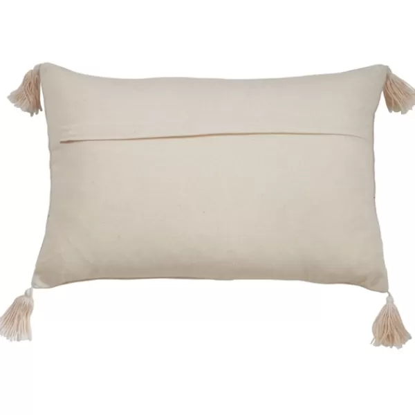 Pillows-Kirkland's Home Beige Frayed Tassel Lumbar Pillow Tan/White