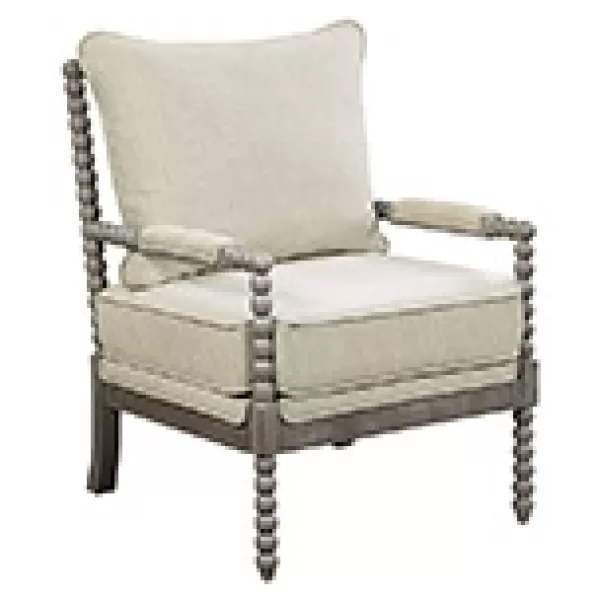 Accent Chairs-Kirkland's Home Beige Liam Turned Leg Accent Chair Ivory