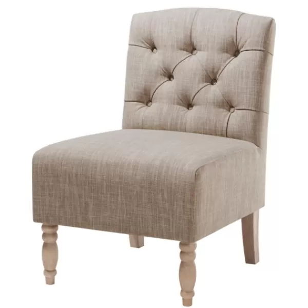 Accent Chairs-Kirkland's Home Beige Luna Tufted Armless Accent Chair Gray