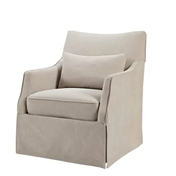 Accent Chairs-Kirkland's Home Beige Martha Stewart Skirted Swivel Accent Chair Ivory