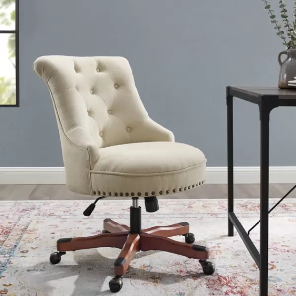 Office Furniture-Kirkland's Home Beige Miller Tufted Office Chair Tan