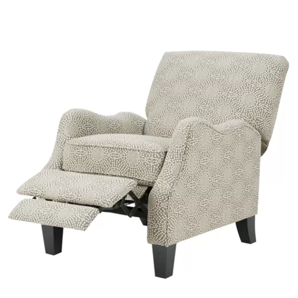 Accent Chairs-Kirkland's Home Beige Pattern Liam Push-Back Recliner Gray/White