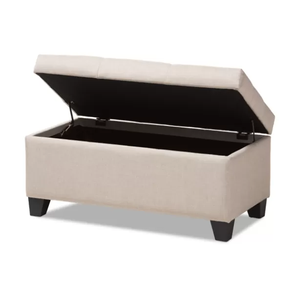 Benches & Ottomans-Kirkland's Home Beige Upholstered Storage Ottoman Tan