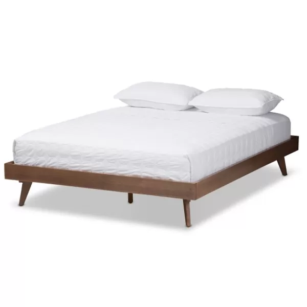 Beds & Headboards-Kirkland's Home Benjamin Walnut Tapered Leg King Bed Frame Brown