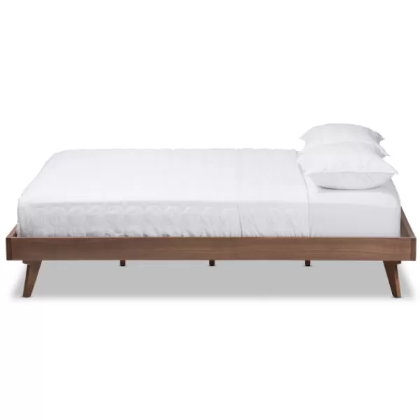 Beds & Headboards-Kirkland's Home Benjamin Walnut Tapered Leg King Bed Frame Brown