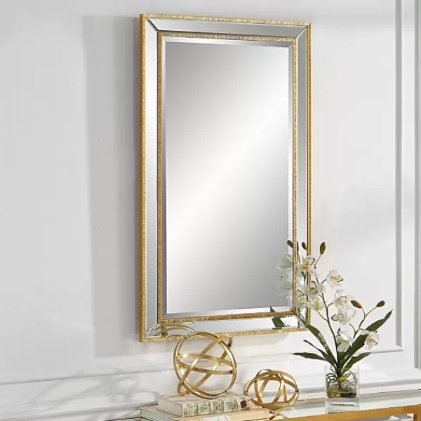 Decorative Mirrors-Kirkland's Home Beveled Rectangular Wall Mirror Gold