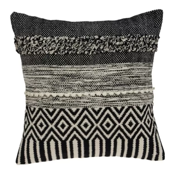 Pillows-Kirkland's Home Bianca Boho Textural Throw Pillow Black/White