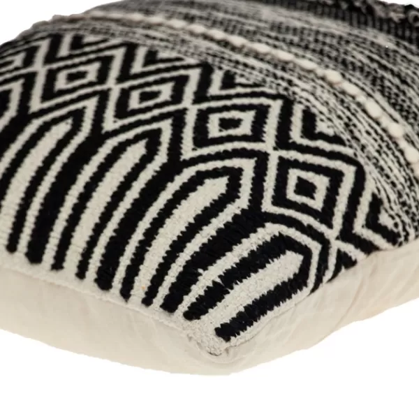 Pillows-Kirkland's Home Bianca Boho Textural Throw Pillow Black/White