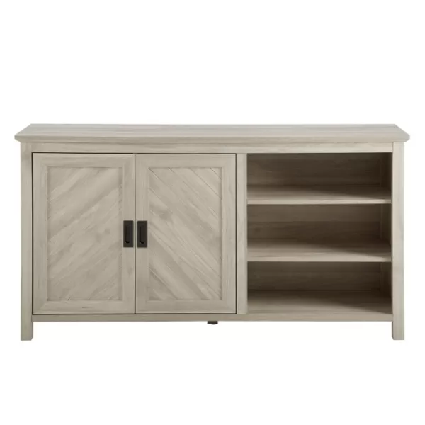 Cabinets & Sideboards-Kirkland's Home Birch 2-Door Chevron Cabinet Tan