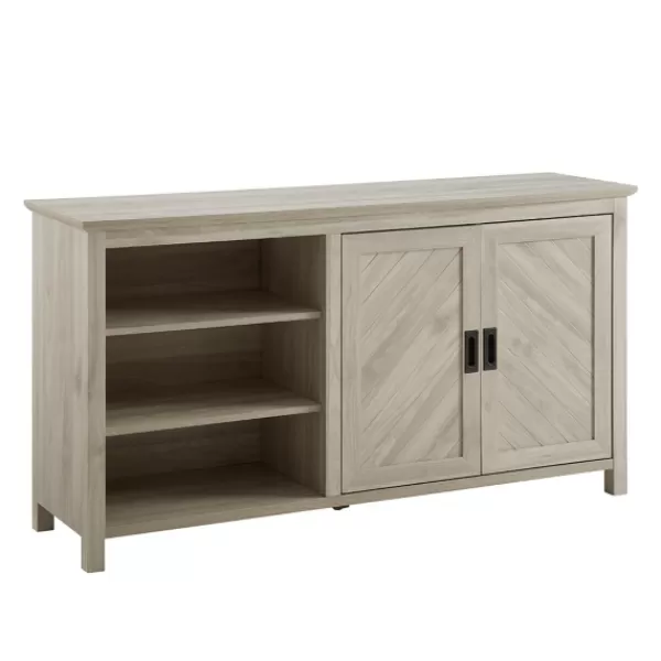 Cabinets & Sideboards-Kirkland's Home Birch 2-Door Chevron Cabinet Tan