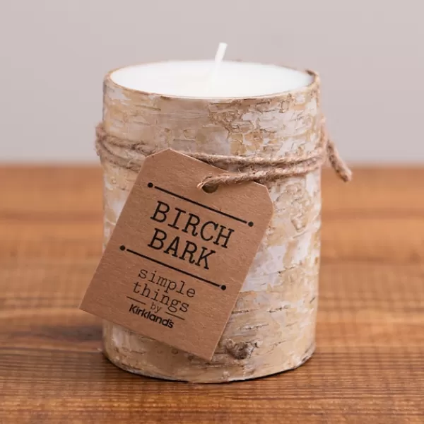 Candles-Kirkland's Home Birch Bark Pillar Candle, 4 In. Tan