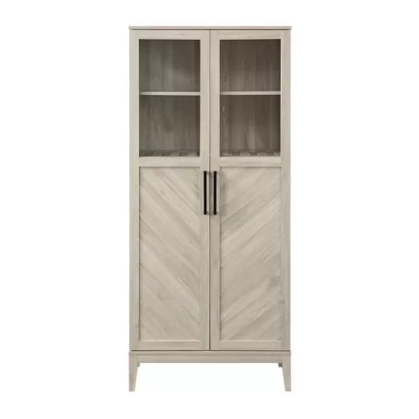 Cabinets & Sideboards-Kirkland's Home Birch Chevron Wooden Storage Cabinet Tan