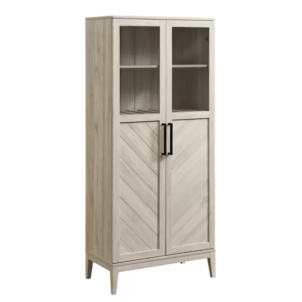 Cabinets & Sideboards-Kirkland's Home Birch Chevron Wooden Storage Cabinet Tan