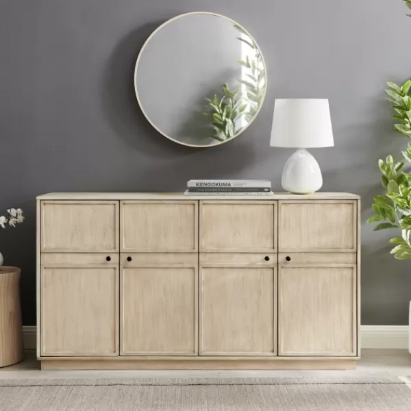 Cabinets & Sideboards-Kirkland's Home Birch Wood 4-Door Sideboard Ivory