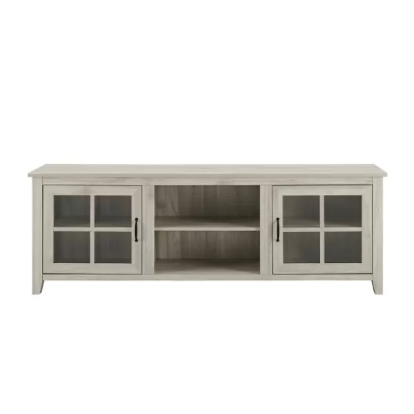 Tv Stands & Media Consoles-Kirkland's Home Birch Wood And Glass Door Tv Stand White